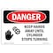 Signmission OSHA, Keep Hands Away Until Cylinder Stops Turning, 10in X 7in Rigid Plastic, 7" W, 10" L, Landscape OS-DS-P-710-L-1671 - alternate 1